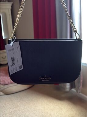 kate spade Black Saffiano Gold-Chain Shoulder Bag